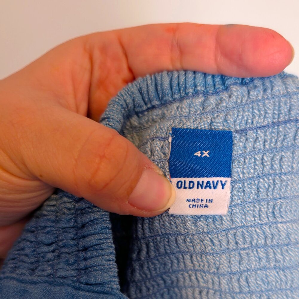 Blue Flutter-Sleeve Tie-Back Chambray Midi Dress Size 4X - Picture 6 of 6